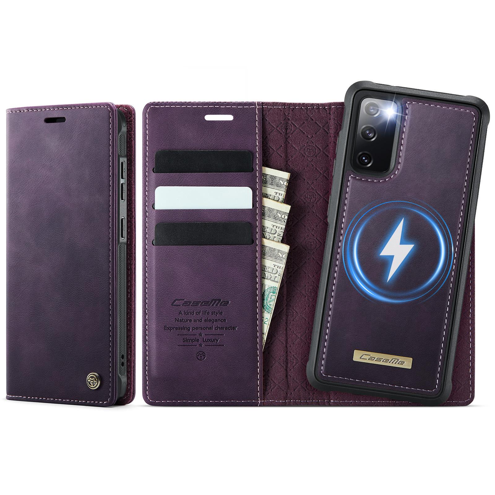 

For Samsung Galaxy S20 FE Case CASEME C49 Compatible with MagSafe RFID Blocking Detachable Wallet Leather Phone Cover Purple