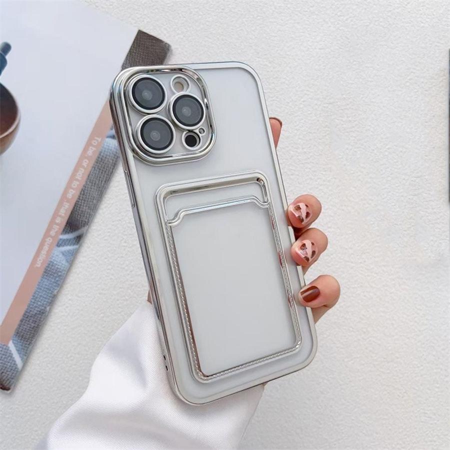 Luxury Plating Frame Wallet Phone Case with Card Holder for iPhone 16 15 14 13 12 11 Pro Max 16 Plus 15 Pro 14 Pro Max Soft TPU Shockproof Case Cover