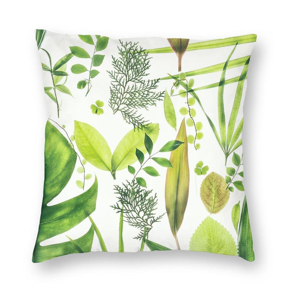 Foliage Botanical Square Pillowcase Polyester Linen Velvet Printed Zip Decor Pillow Case Bed Cushion Cover