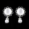 1Pc Lady Flower Faux Pearl Dangle Ear Tunnel Expander Plug Piercing Jewelry Gift
