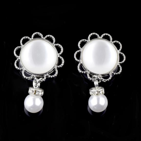 1Pc Lady Flower Faux Pearl Dangle Ear Tunnel Expander Plug Piercing Jewelry Gift