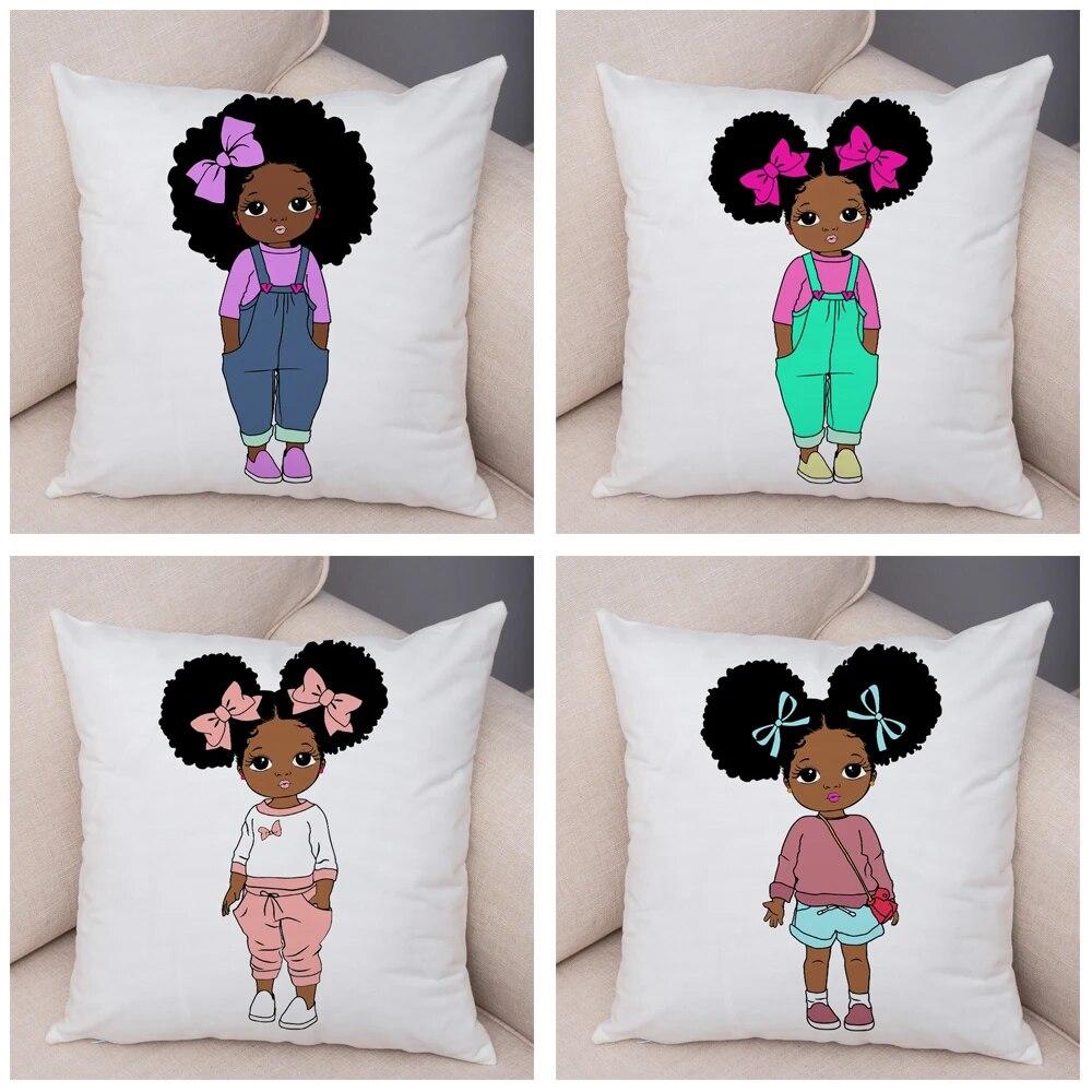 Home Decor African Baby Sofa Cushion Cover Bedroom Home Kids Room Decor Cute Cartoon Girl Pillowcase