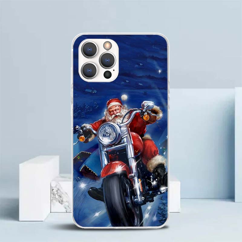 Christmas Santa Claus Present Soft Cover for iPhone 16 17 Air 15 14 Pro Max 16E Phone Case 13 Mini 12 11 7 SE 8 Print Pattern Fi