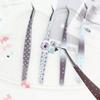 Stainless Steel Curved Stickers Tweezers Anti-static Cartoon False Eyelash Tweezers High Precision Eyelash Curler