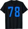 Retro 78 Nummer Blauw Atletisch Sport T-shirt