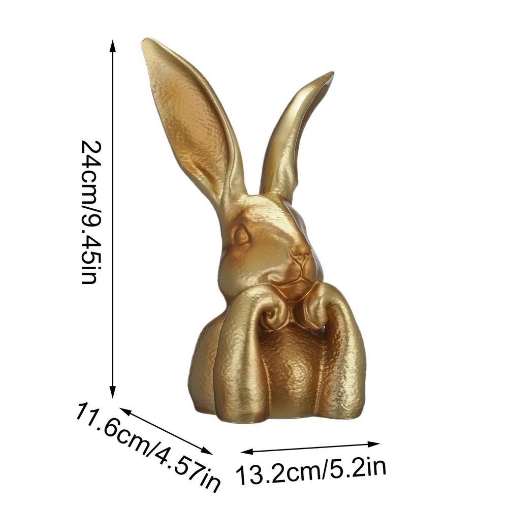 Easter Decoration Spring Rabbits Cute Resin Rabbit Ornament  Gold Rabbits Figurine Bunny Statue Rabbit Figurines Home Decor