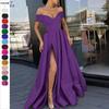 Women's 2025 Summer Multi-color Deep V-neck Satin Evening Dress - European & American Style