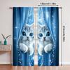 Cute Cat Print Curtains Bedroom Living Room Study Home Decor Curtain Light Filtering For Sitting Made Of Polyester With Rod Pocket