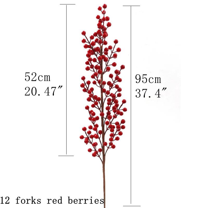 Artificial Red Berry Flowers Bouquet Fake Plant for Home Vase Decor Xmas Tree Ornaments New Year 2025 Party Christmas Decoration