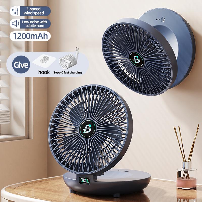 Portable USB Rechargeable Wall-Mountable and Desktop Fan for Dorms and Outdoors