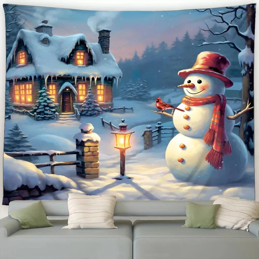 Christmas Tree Snowman Luxury Tapestry Bedroom Living Room Home Christmas Decoration