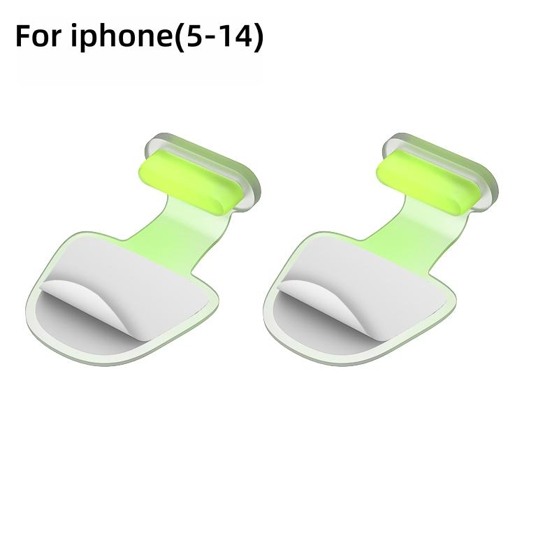 

2Pcs Luminous Phone Dust Plug, Anti-Lost Charging Port Silicone Plug, Waterproof and Dustproof Phone Power Port Plug, Suitable for IPhone and Type-C For iPhone5-14