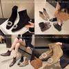 Französische vielseitige kurze Stiefel Damen 2025 Herbst und Winter kleine neue Schuhe nackte Stiefel dünne eckige Schnalle kleine Innenhöhe Strass Koreanisch