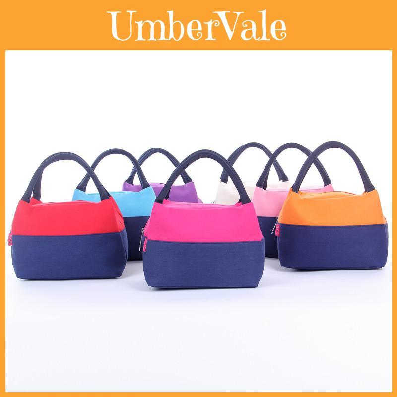 Portable Canvas Lunch Bag With Leakproof Interior And Convenient Handle