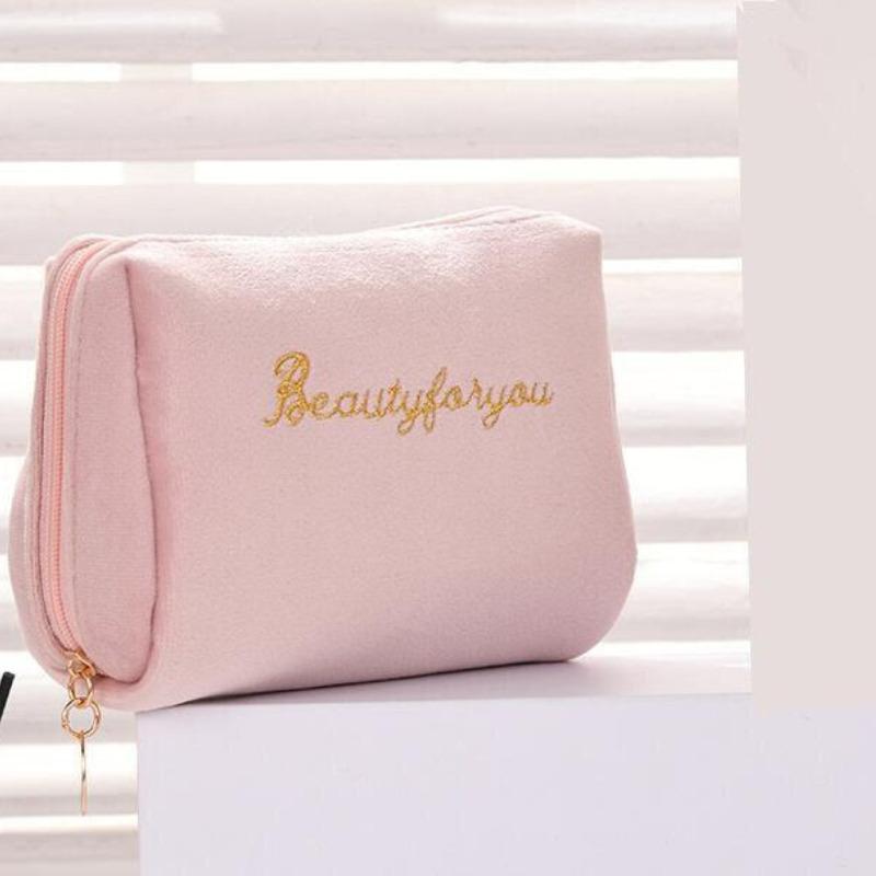 Kadın Kozmetik Çantası Fermuar Kadife Güzellik Makyaj Çantaları Seyahat Kadın Kız Fırça Ruj Depolama Tuvalet Seti Kılıfı makyaj çantaları