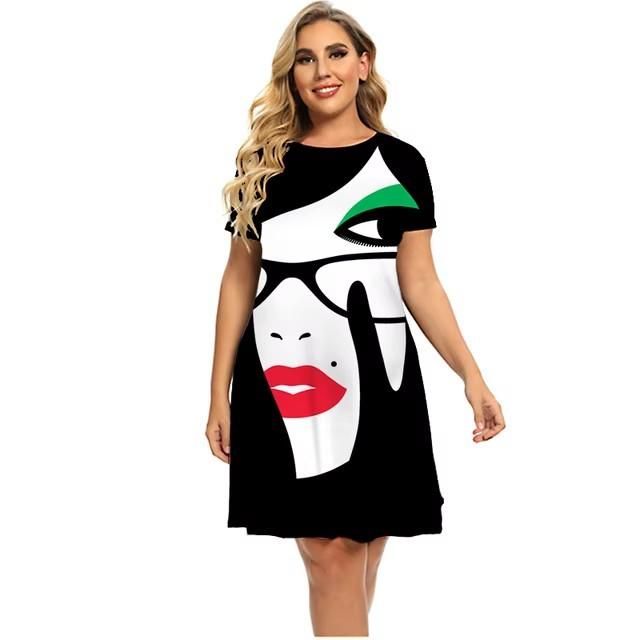 Elegante vestito t-shirt a maniche corte moda vacanza al mare abiti midi donna abbigliamento stampa 3D