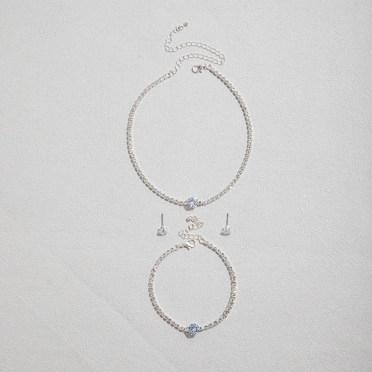 

Модное сияющее ожерелье, серьги, браслет, комплект из четырех роскошных украшений Xiang Jewelry, серьги серебряный