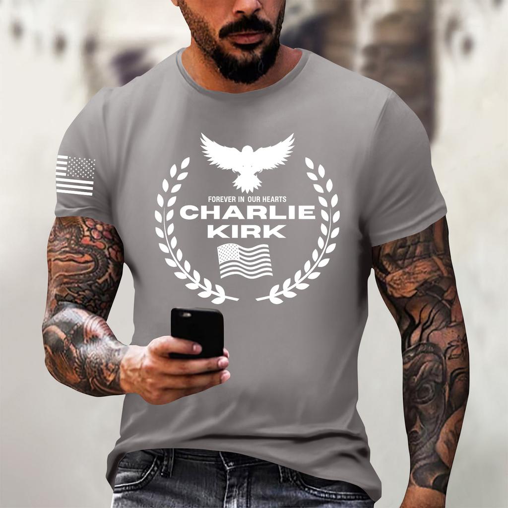 Fashionable Round Neck Short Sleeve Work Clothes Printed Tops For Mens Summer Tops