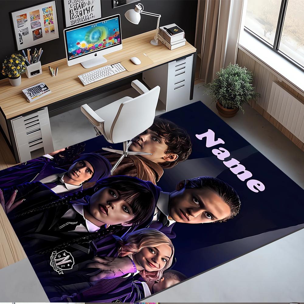Custom Name Wednesday Printed Carpet,Rug for Office Chair Living Room Bedroom Kitchen Room Decor Gifts.