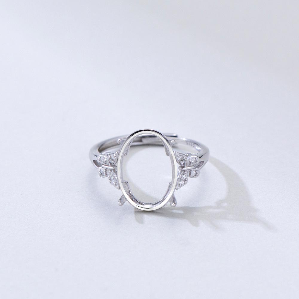 S925 Sterling Silver Gold-Plated Adjustable Oval Ring with Unset Setting - Handmade, Exquisite, Light Luxury Design.
