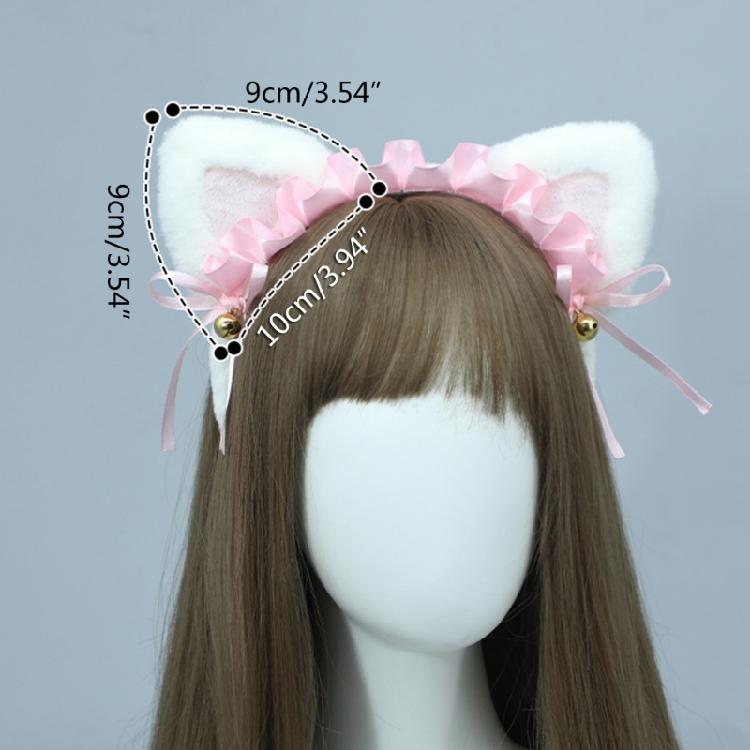 Plush Cat Ear Lace Headband Animation Costume Hairband Themed Party Hairhoop