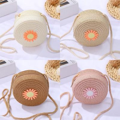 Coin Purse Woven Straw Bag Shell Shape Handmade Summer Beach Bag Shoulder Bags Kid Children