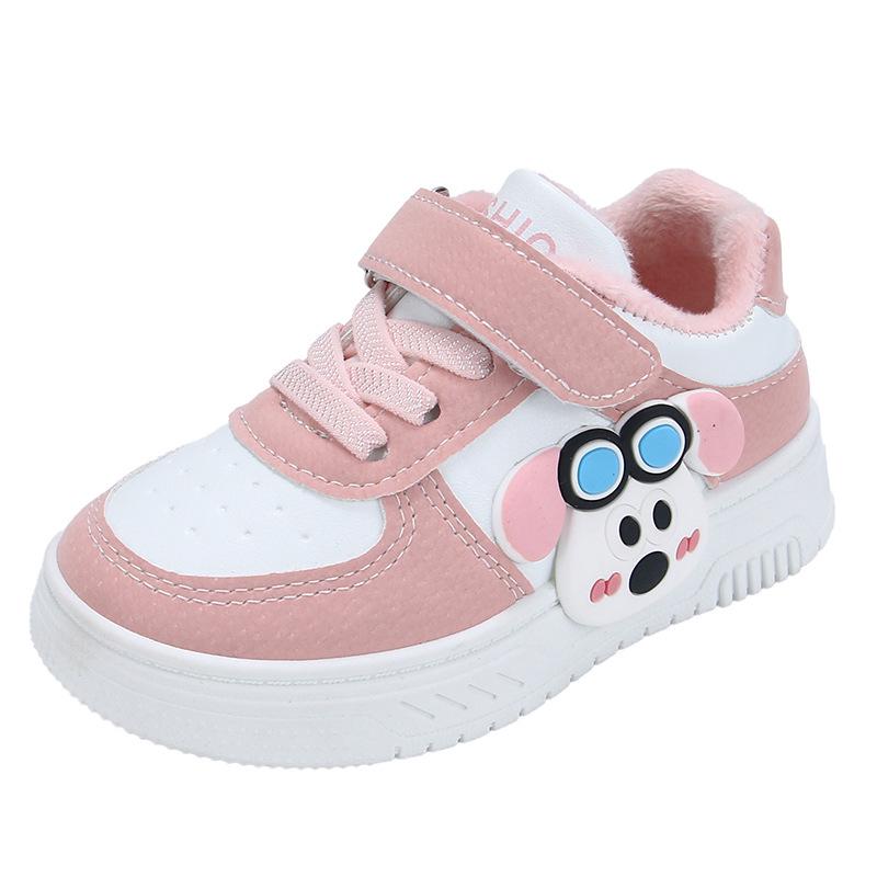 Kids' Low-Top Skate Shoes: Cotton-Padded, Fleece-Lined, Cartoon Design for Toddlers & Young Children
