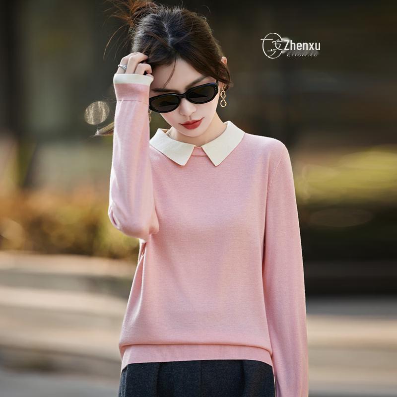 Zhenxu Silk Cashmere Polo Neck Long Sleeve Knit Top L