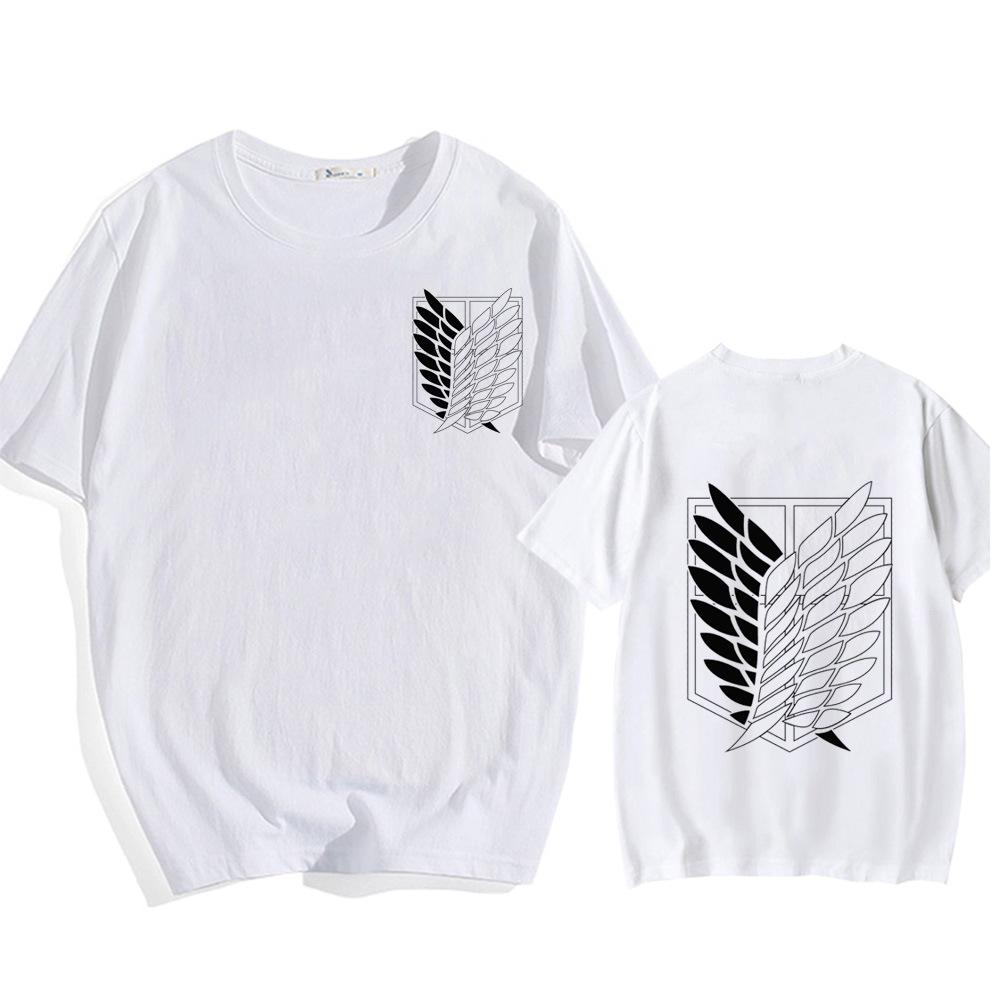 Anime T-shirt New Cross-border Animation Printed Wings Casual Large Size Men's Pure Cotton Loose T-shirt Men's