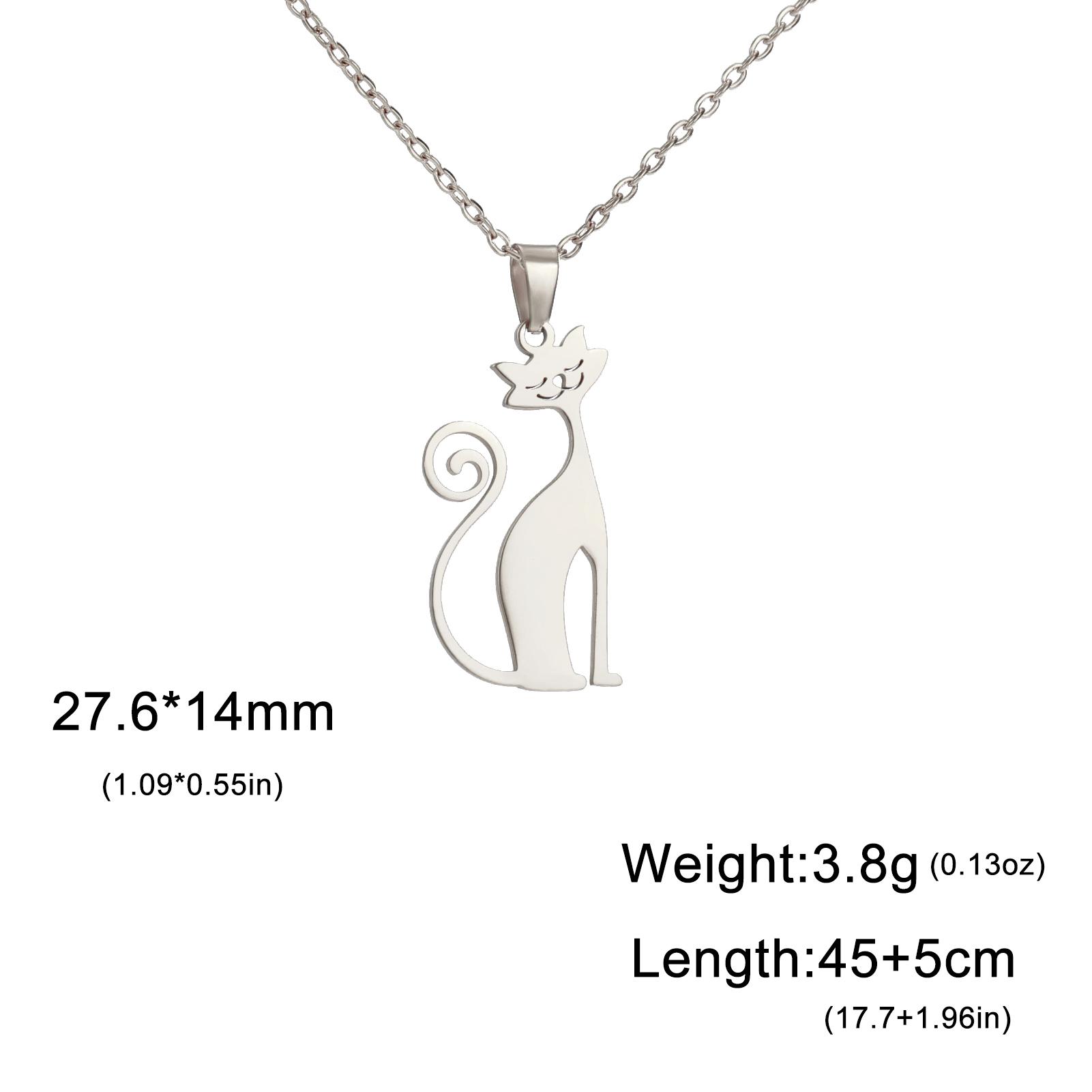 

Teamer Cute Cat Kitten Pendant Necklace Women Girs 2026 Trend Funny Animal Stainless Steel Neck Chain Jewelry Accessories Gifts