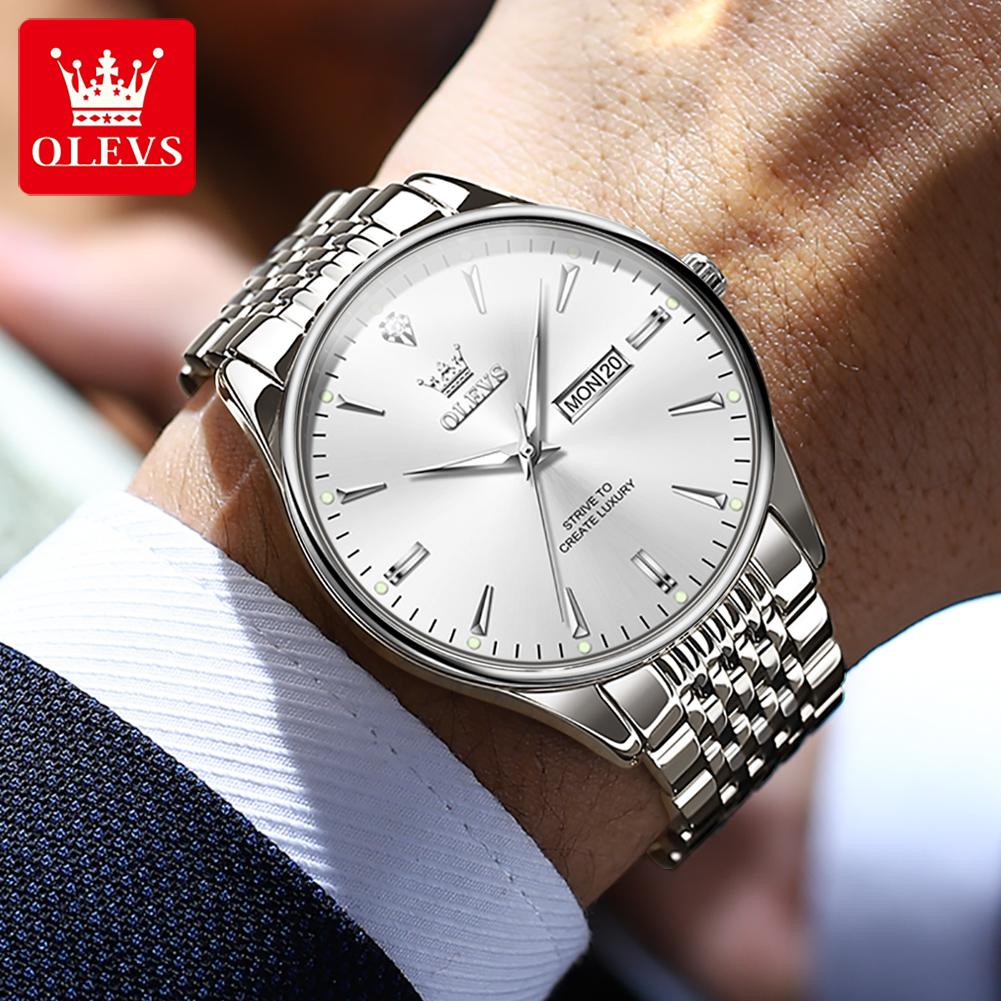 OLEVS 2929 Simple Classic Quartz Wristwatch for Man Date Week Luminous Waterproof Original Business Men's Dress Watch