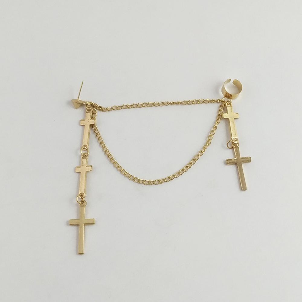 SUMENG 2024 New Fashion 1PC Retro Black Cross Earrings Ladies Hip Hop Multi-Layer Tassel For Women Jewelry Gifts