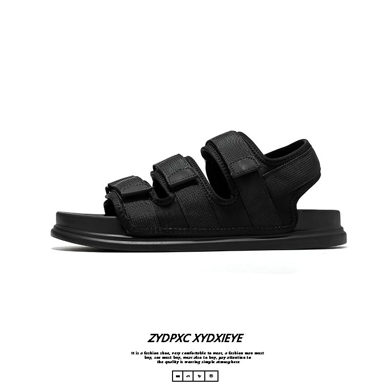 Moda Verão Sandálias esportivas masculinas Sandálias de praia ao ar livre Sola de borracha de malha Sandálias antiderrapantes macias pretas masculinas Sandálias romanas moga-1503