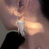 Real Gold Plated Round Chain Tassel Earrings - Light Luxury Vintage Versatile Hoop Jewelry for Women