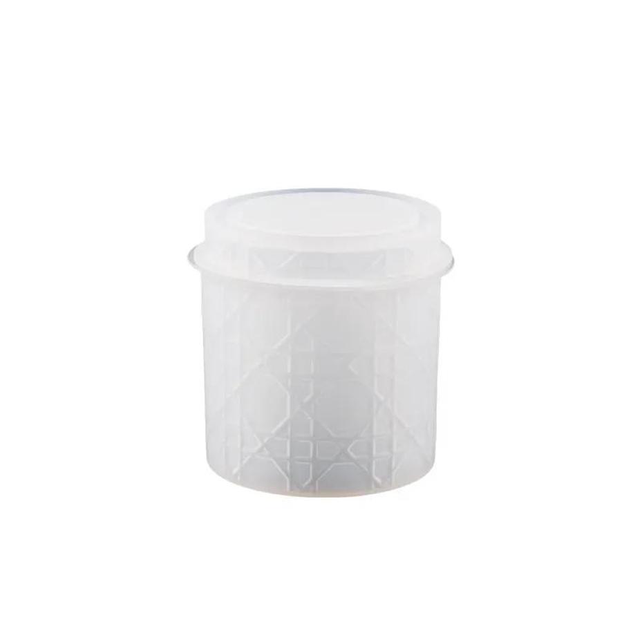 1 Pcs DIY Candle Cup Mold Flower Pot Ceramic Mold Rattan Pattern Storage Box With Lid Silicone Mold Jar Bottle Plaster