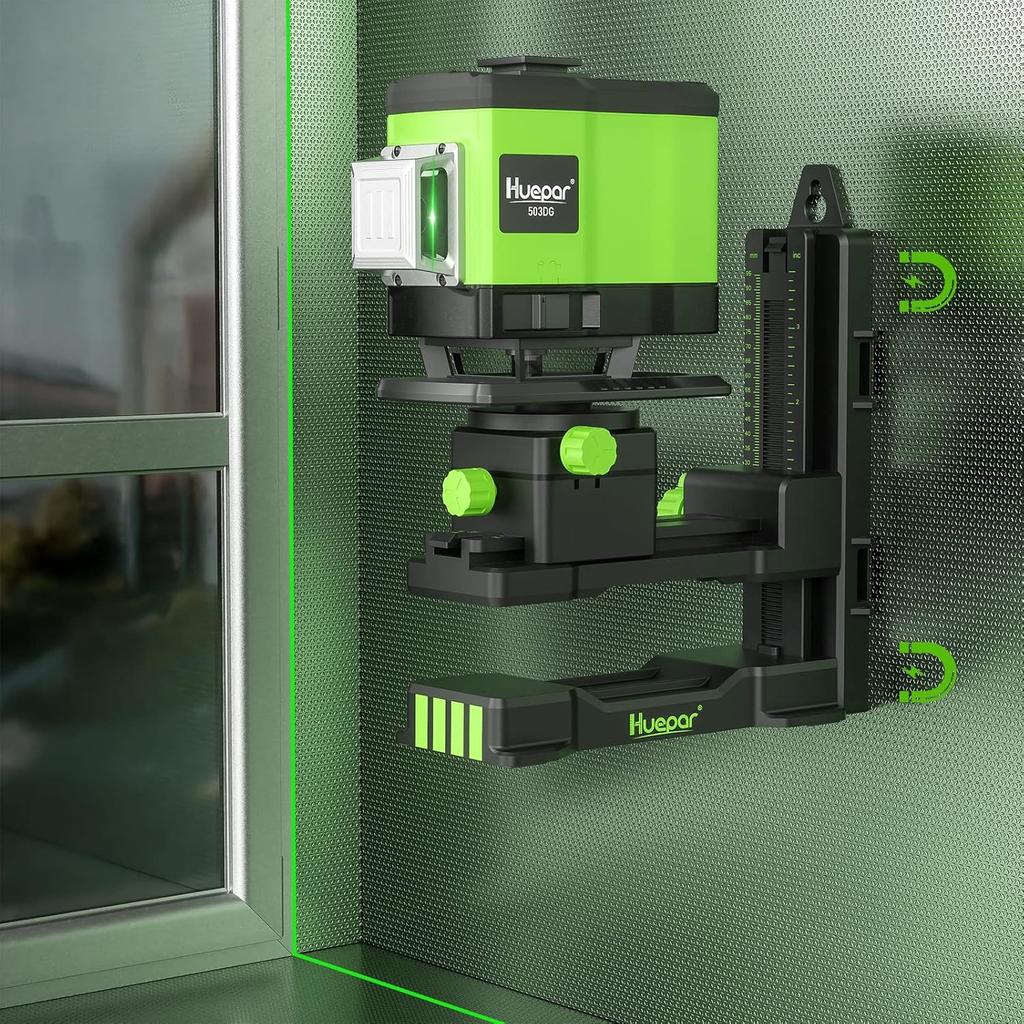 Huepar Fine-tuning Bracket Laser Level Mount, Multifunctional Magnetic Pivoting Base with Adjustable Spring Clip, 360° Rotation-alternative to a