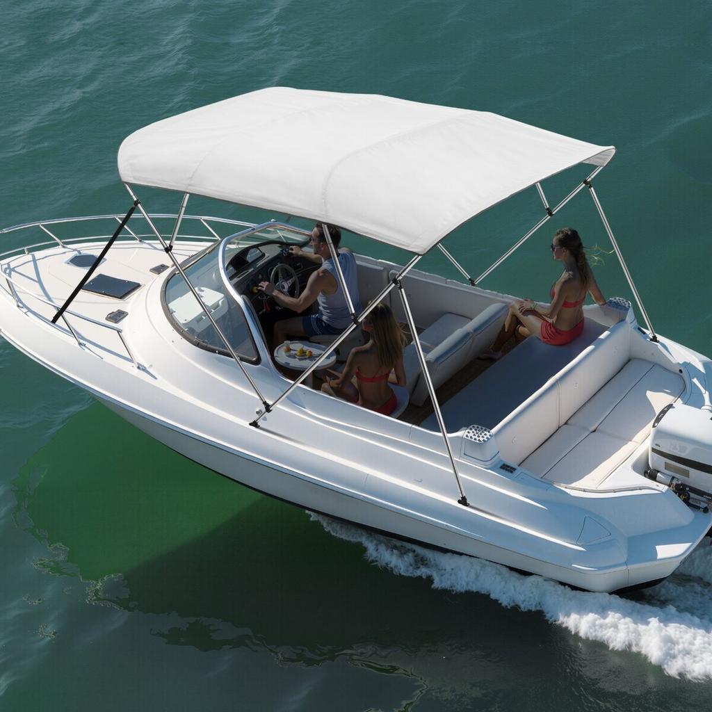 4-Bogen Boots-Bimini-Tops 96"L x(79"-84\")B x 54"H Markisenvordach Hellgrau