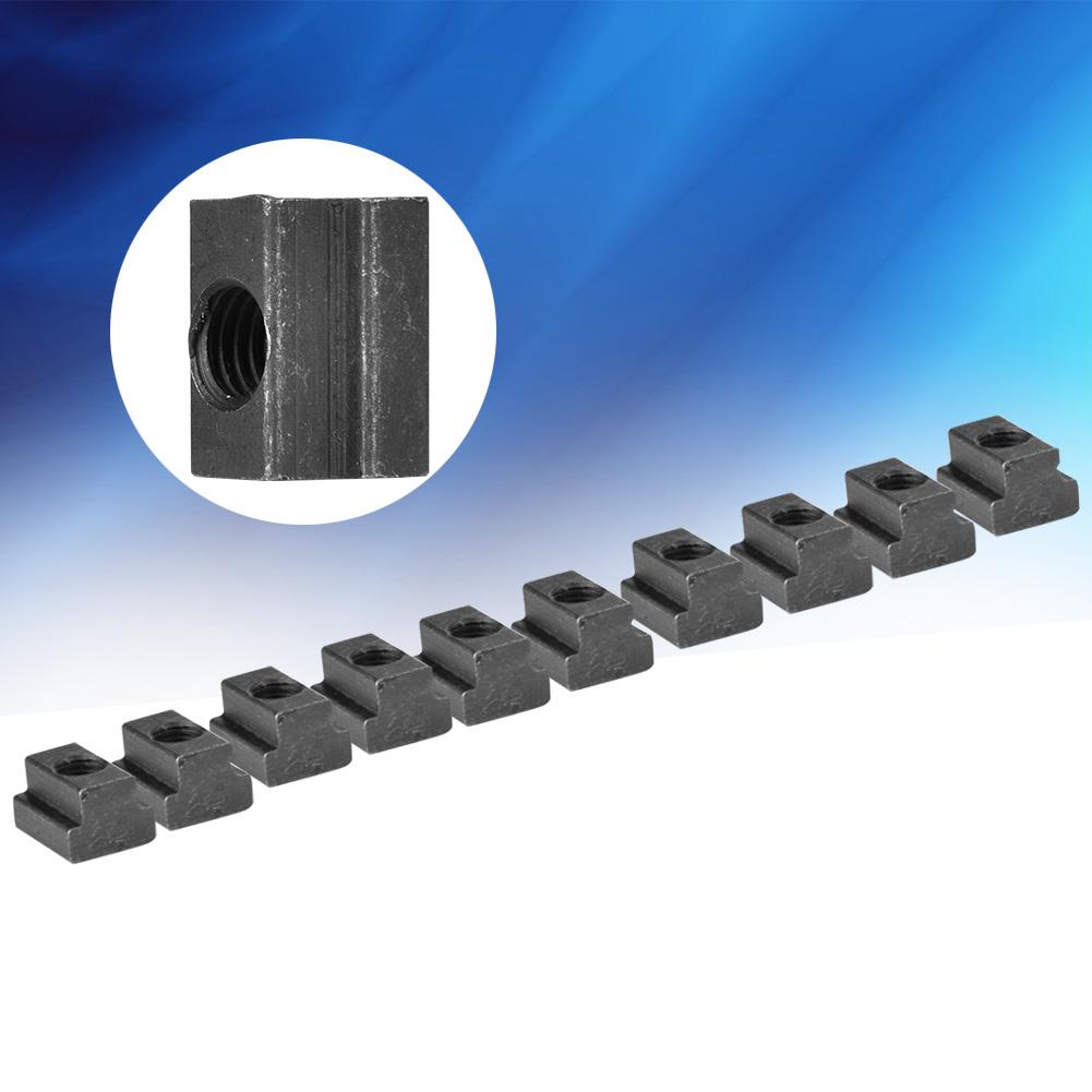 10pcs Black Oxide Grade 8.8 Carbon Steel T sloT Nut T Nut Tapped Through (M8 Thread)