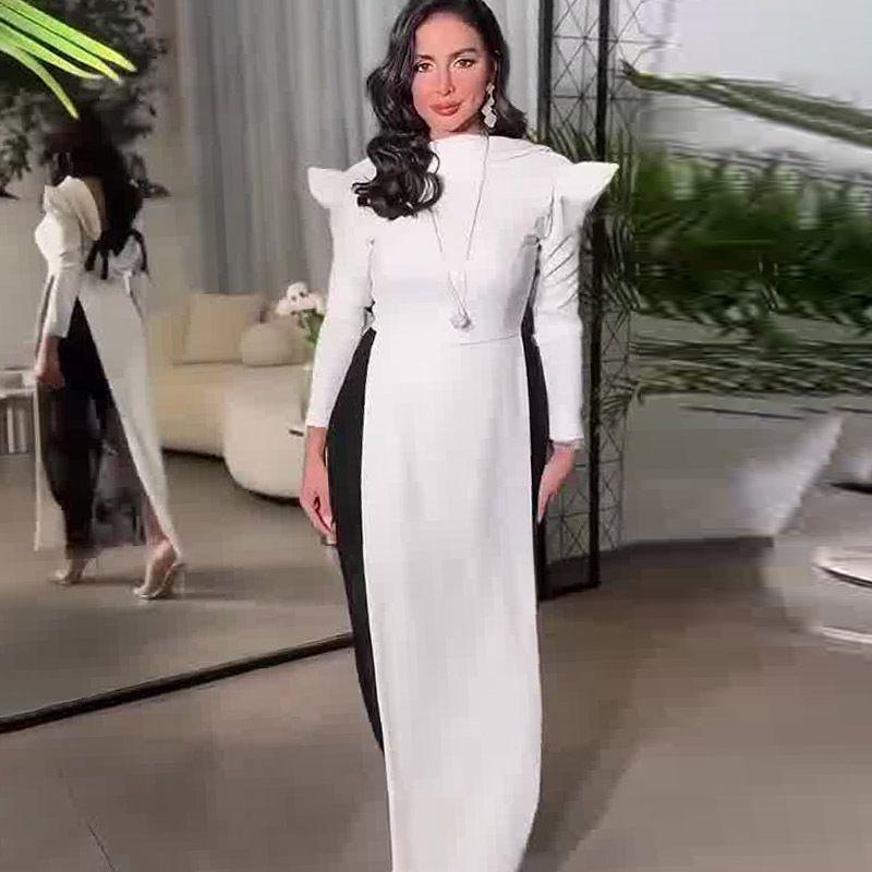 

Summer 2025 European and American New Lace Stitching Waist Hugging Slimming Knot Formal Dress Dress White Dress XXXL