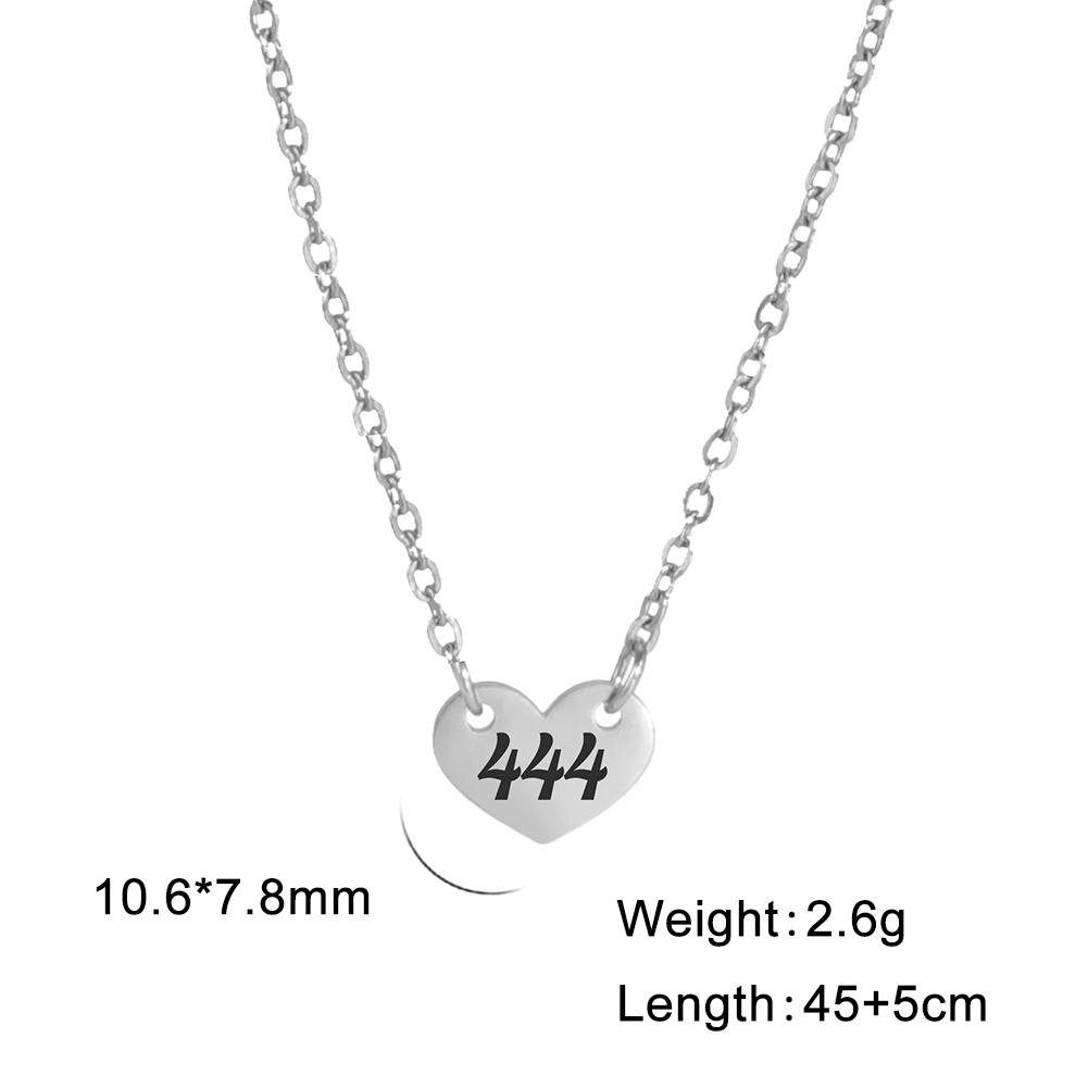 Unift Angel Number Heart Necklace Lucky Number 111 222 333 44 555 666 777 888 999 Stainless Steel Necklace Fashion Women Jewelry