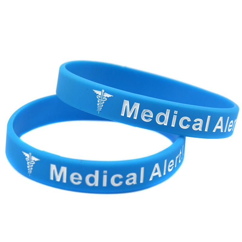 

Силиконовый спортивный браслет с предупреждением об аллергии на пенициллин синий