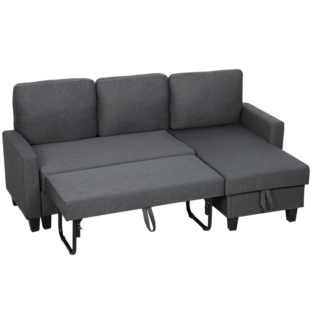 Three-Seater Storage Sofa Bed - Charcoal Grey
