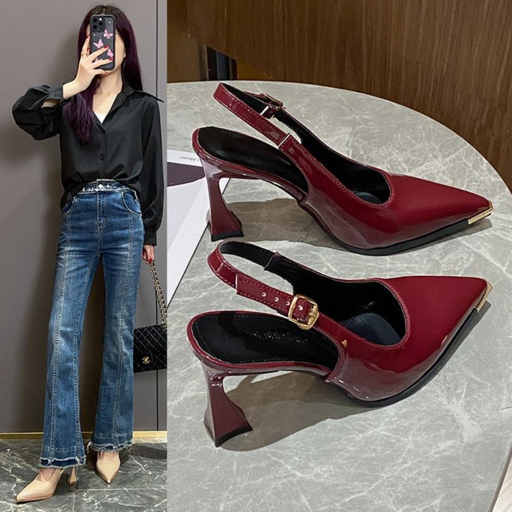 Fashion 2025 New Summer Women Black Fashion Sandals Woman Heels Pumps Sexy Pointed Toe Sandalias Female High Heels Shoes Women
