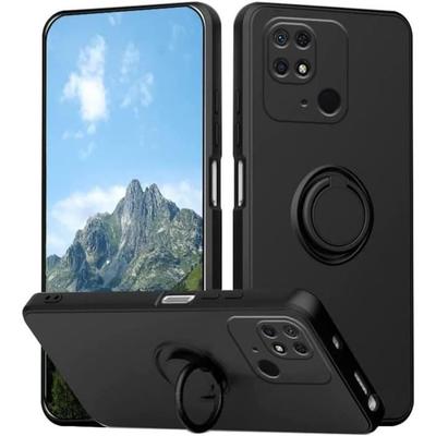 Protective Case - E.F.CONNECTION - for Xiaomi Redmi 10C - Soft Silicone - Finger Ring - Shockproof