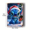 1pc Disney Stitch Christmas Iron Wall Art - 20.32cm X 30.48cm Vintage Metal Sign with Festive Holiday Design, Perfect for Home,