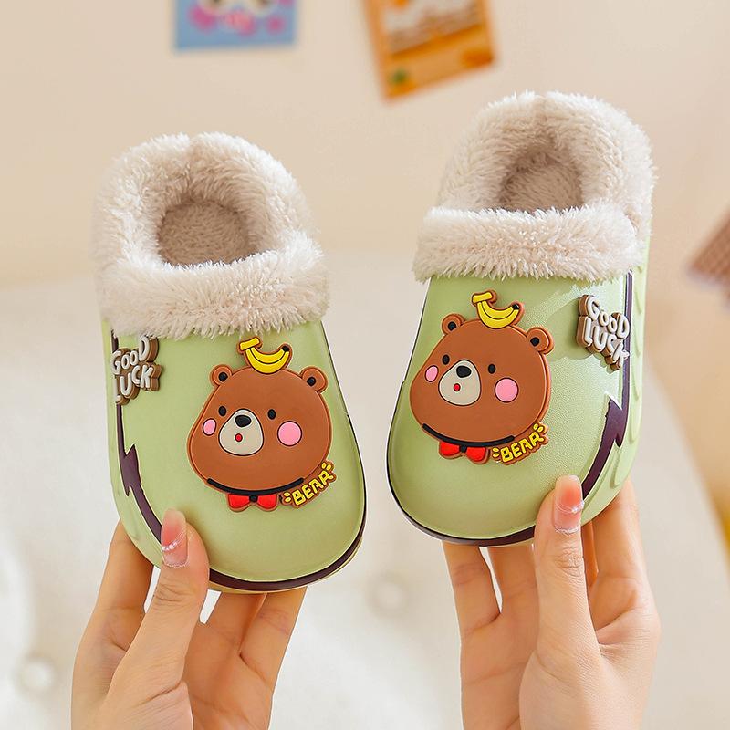 New EVA Cotton Slippers Summer Cartoon Cute Non-Slip Indoor Warm Thick Bottom Slippers Baby Cotton Shoes