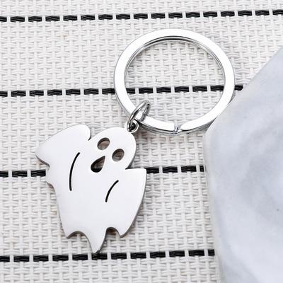 Ghost Stainless Steel Keychain Funny Cartoon Design Fashion Party Style Practical Friend Backpack Gift