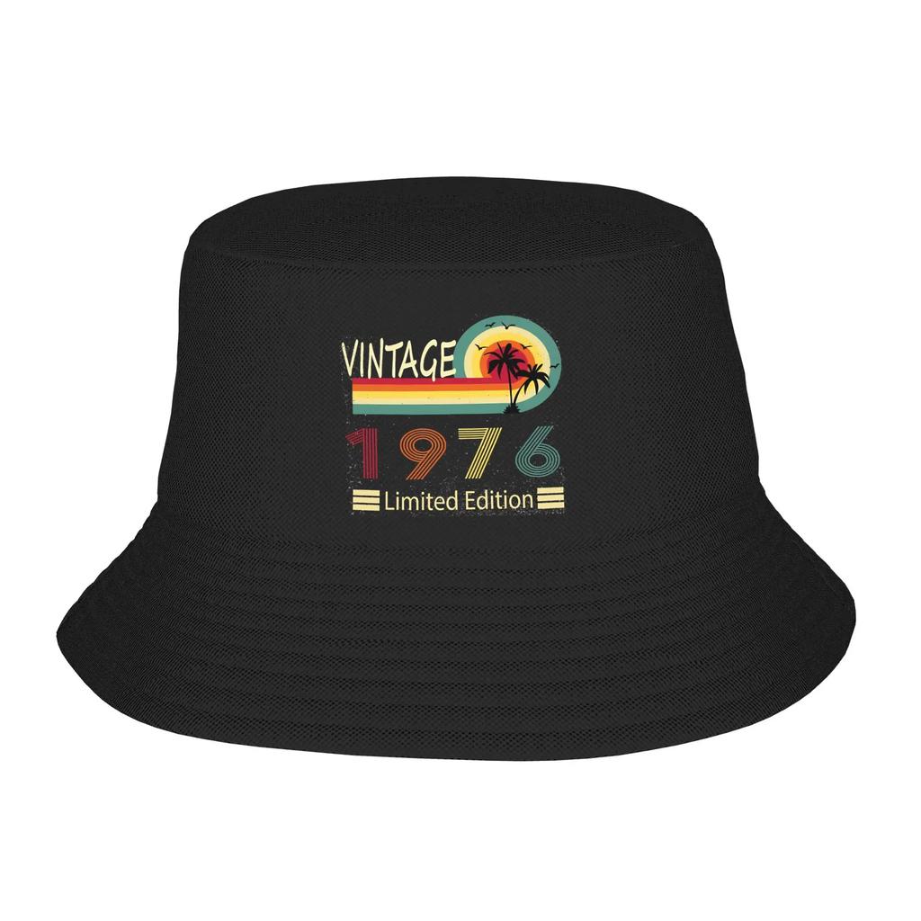 50th Birthday Made In 1976 Bucket Hats Gift For Girl Kawaii 50 Years Old Vocation Caps For Outdoor Lightweight