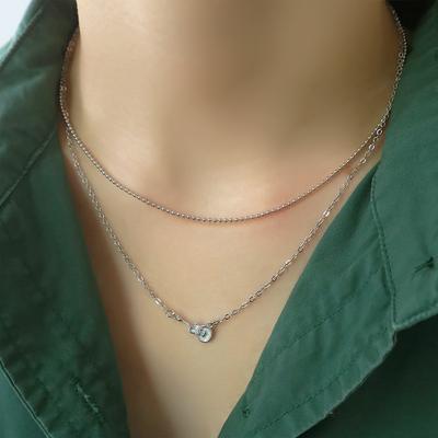 S925 Sterling Silber Halskette Sommer heißes Mädchen stapelt doppelschichtige weiße Gitarre Schlüsselbeinkette Persönlichkeit süße und coole schwarze Musik Bass Halskette