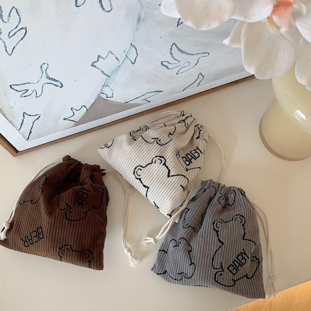 Милий та свіжий оксамитовий мішечок для зберігання дитинча ведмедика, косметичка, маленька сумка-тоут